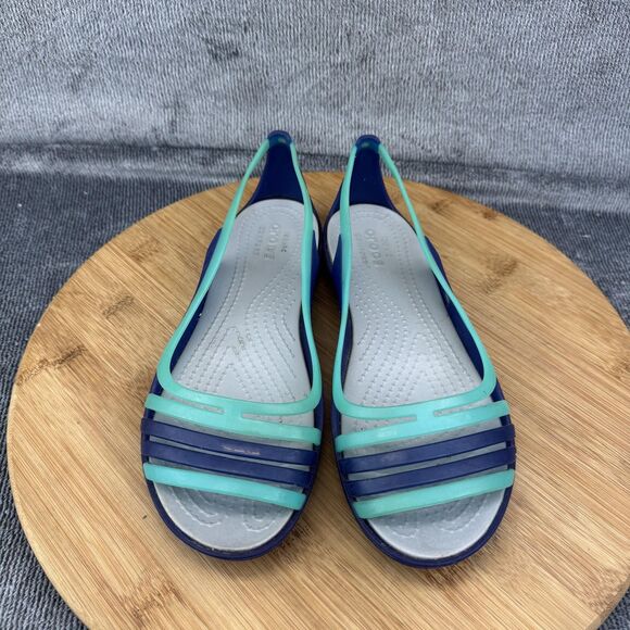 Crocs Sandals Shoes Womens Size 6 Blue Green Huarache Slingback Comfort - Picture 3 of 11